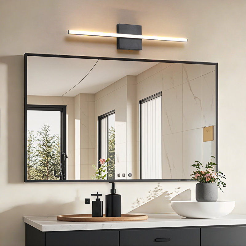 24inch Hardwired Led Flush Mounted Sconce, Black