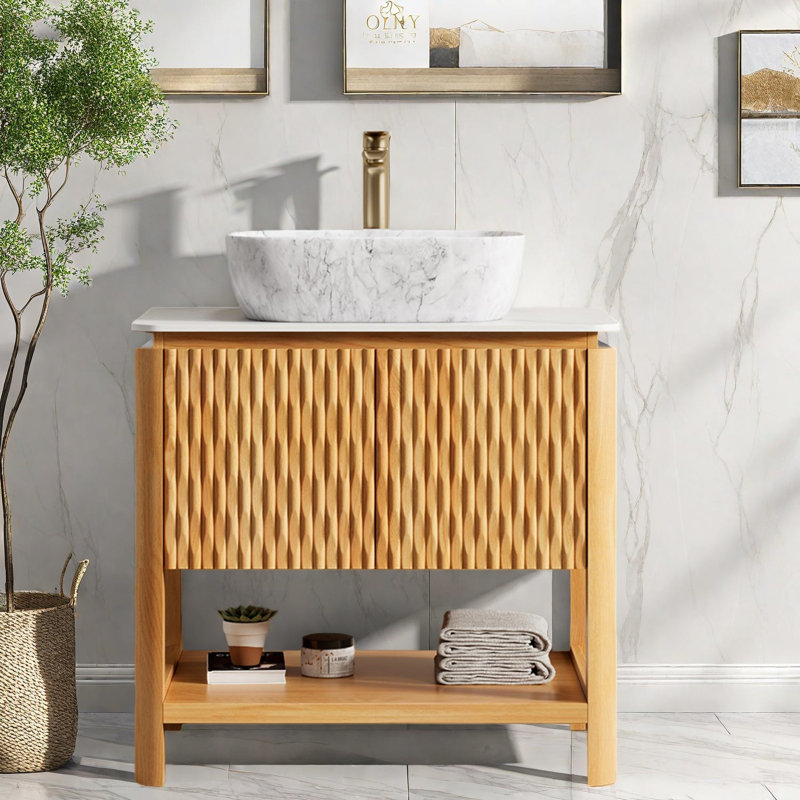 Meuble-lavabo moderne (doit inclure le meuble-lavabo et le lavabo) avec rangement