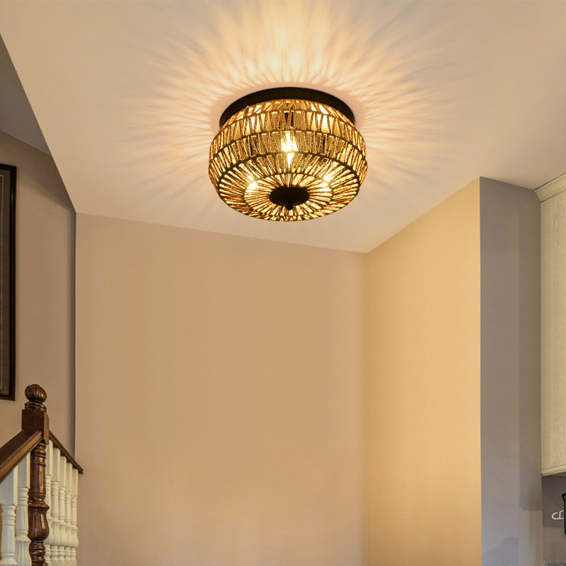 Boho Rattan 3-Light  Flush Mount  (Bulb Not Include)