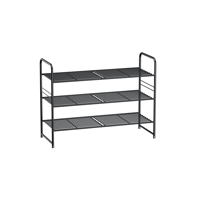 32'' Wide 3-Tier Wire Grid Shoe Rack Shelf for Closet Stackable and Adjustable, Black