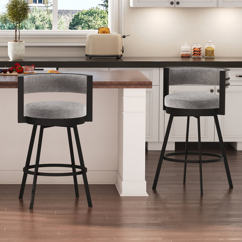 Tabouret de comptoir pivotant H 26,6 po Ayala, Lin gris