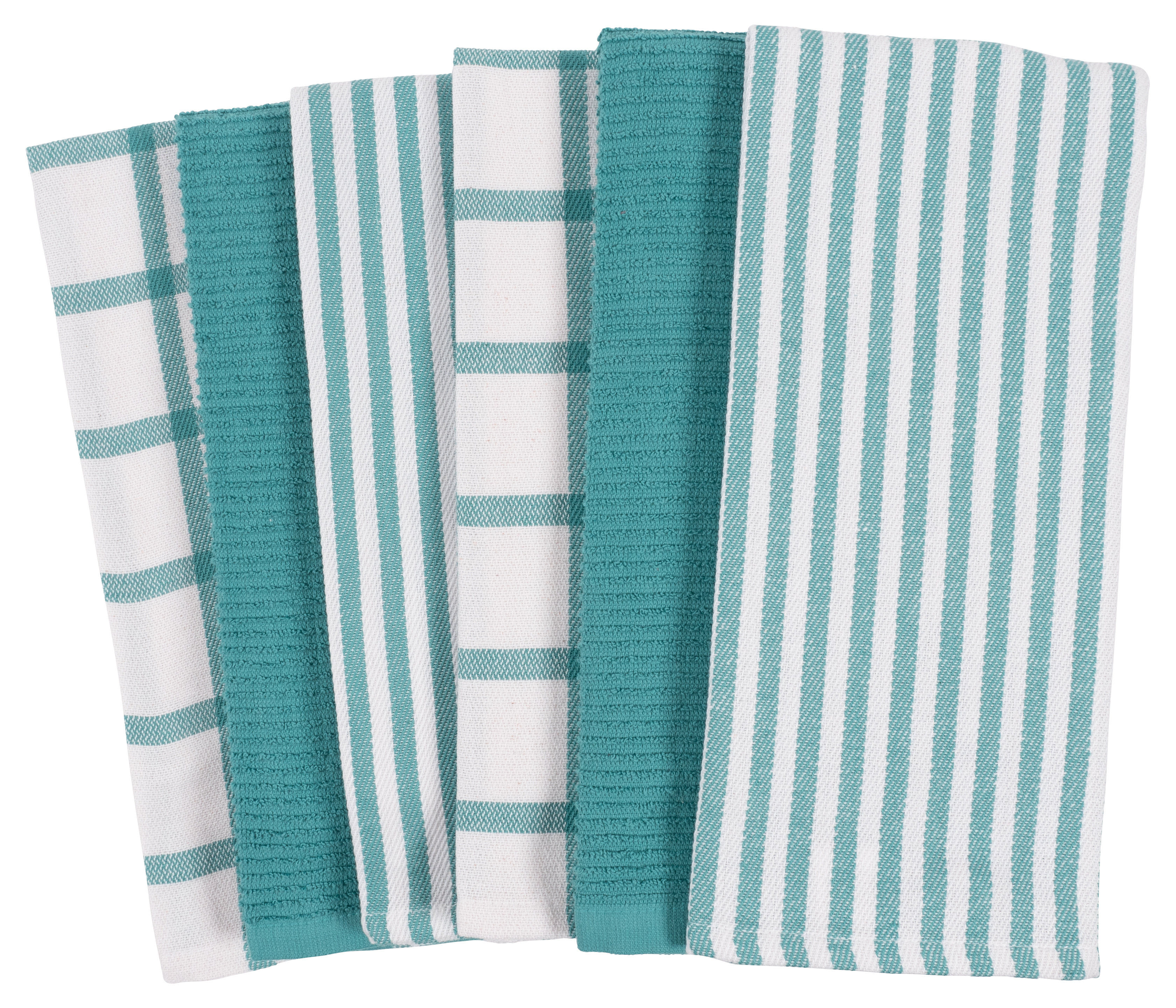 KAF Home Assorted Flat Kitchen Towels | Set of 10 Dish Towels, 100% Cotton - 18 x 28 Inches | Ultra Absorbent Soft Kitchen Tea Towels | Perfect for