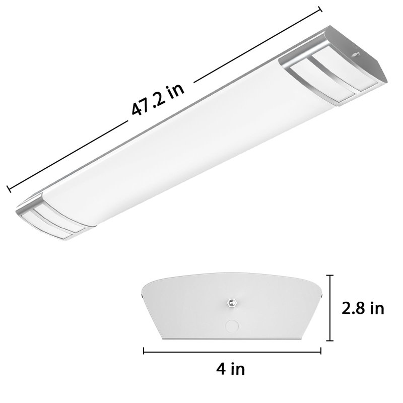 4FT LED Flush Mount Puff Lights, 40W 4500LM Linear Light, 5000K Daylight White, 4 Foot Integrated LED Wraparound Ceiling Lighting Fixtures For Kitchen Laundry, Fluorescent Replacement, 4 Pack