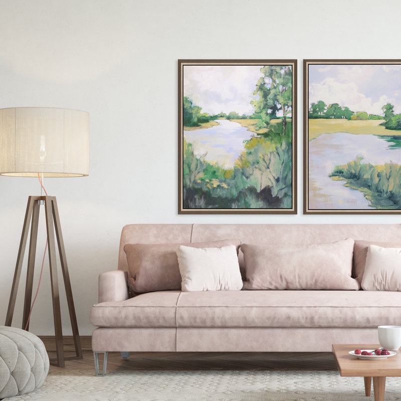 Earth and Sky Landscape Canvas Print with Silver Frame