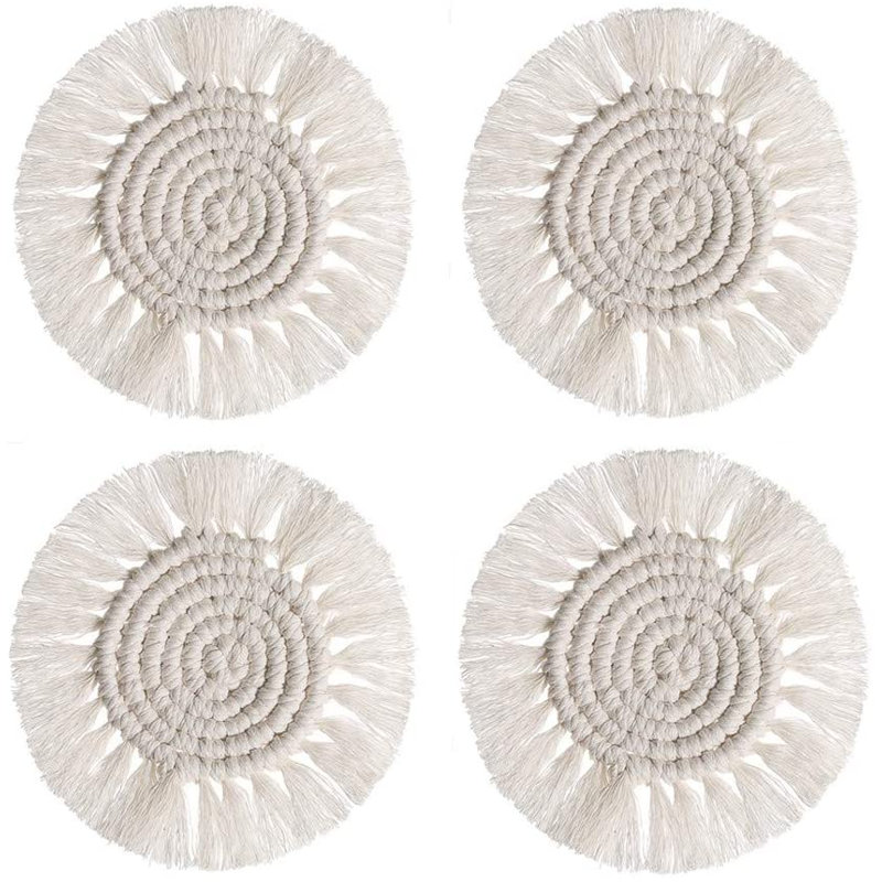 Sous-verre en macramé, Crème