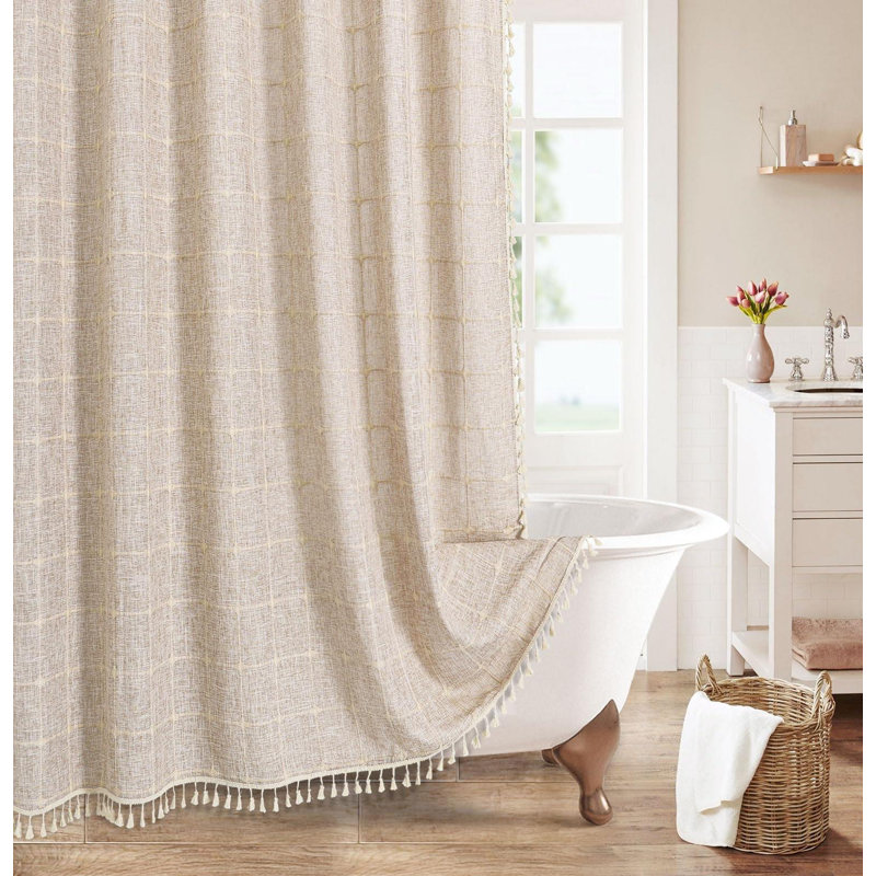 Ensemble de rideau de douche Boho 72 x 84, Brun clair / brun