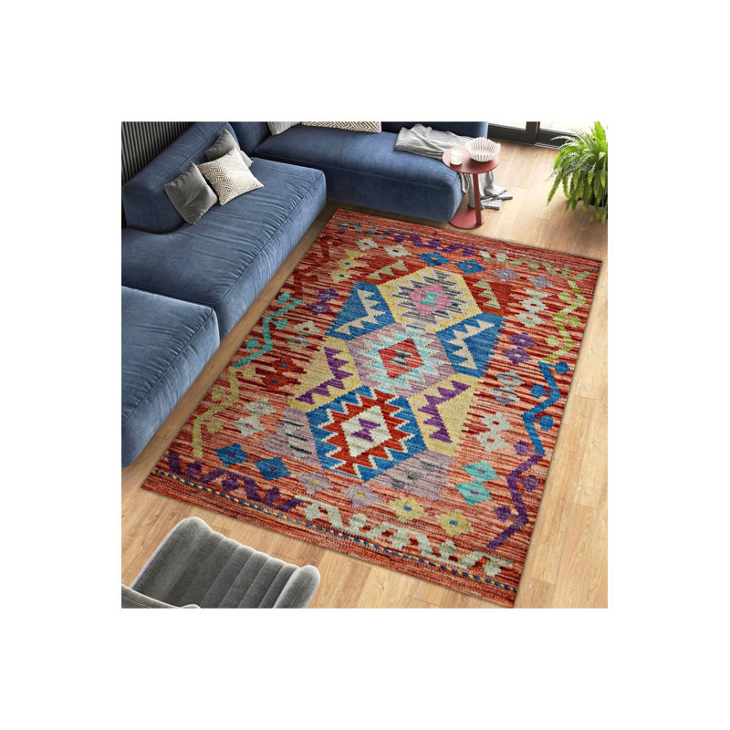 Tapis multicolore à motifs géométriques lavables, Sous-tapis rectangulaire de 3 pi 3 po x 4 pi 11 po