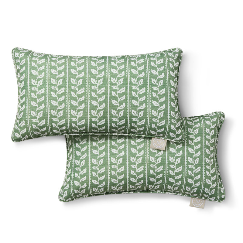 Ensemble de 2 coussins lombaires d'intérieur et d'extérieur 18 po MARTHA STEWART Vineyard Vines, H 18 po x l 11 po, Vert