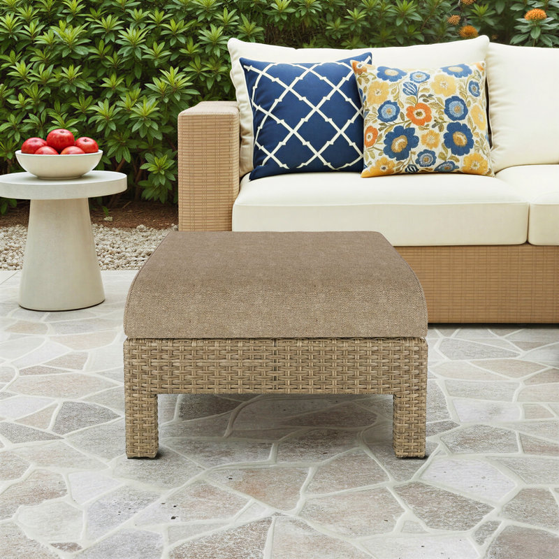 Lotta Lotta Sunbrella® Outdoor Ottoman Cushion, Sunbrella® Spectrum Mushroom, 22" W x 20" D