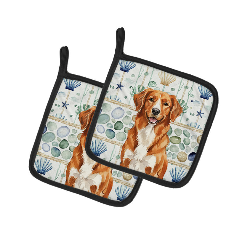 Paire de supports à casserole en verre de mer orange Retriever