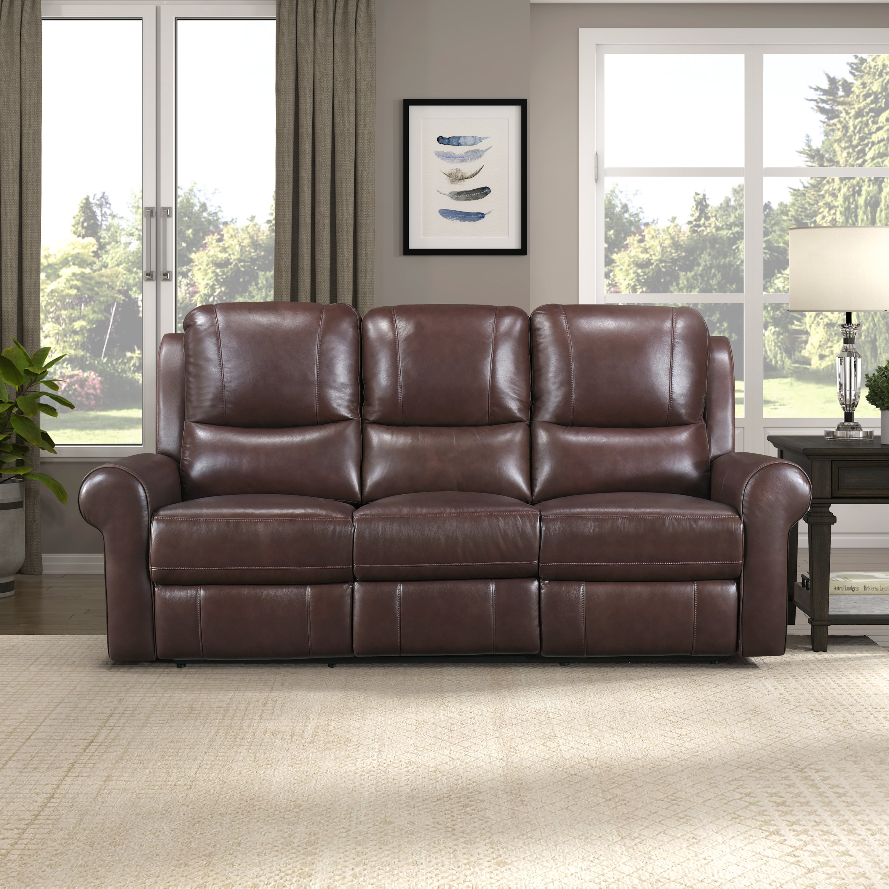 Red Barrel Studio Yeles Leather Match Power Double Reclining Sofa | Wayfair