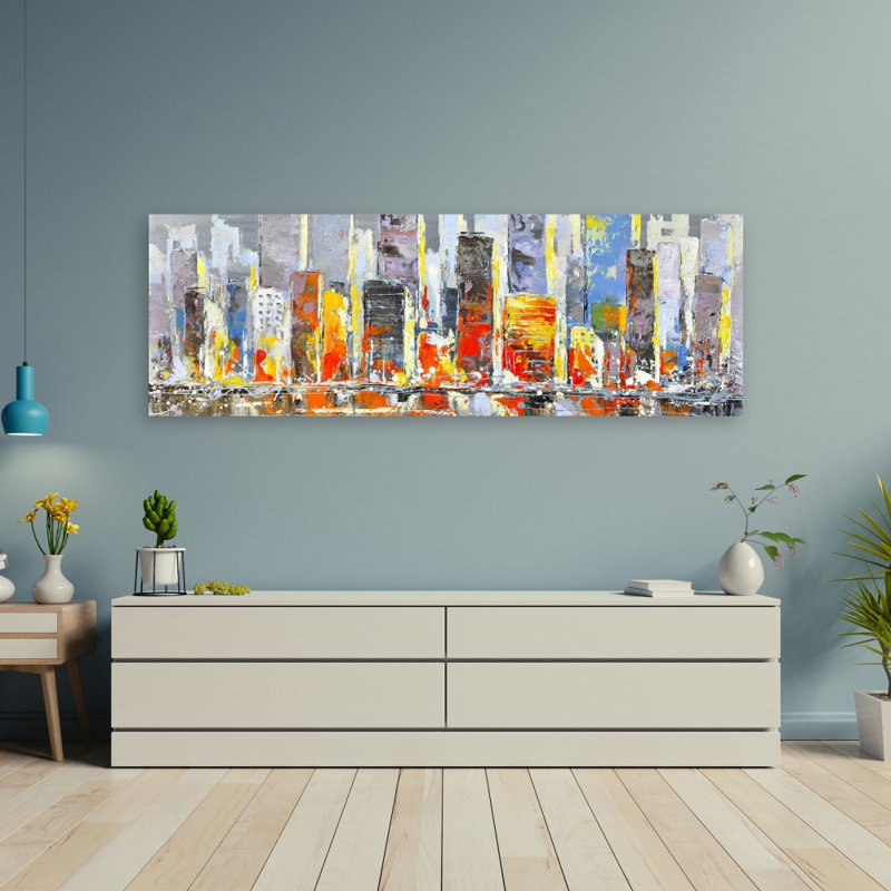 Color Splash Cityscape Canvas | Bedroom Building Decor
