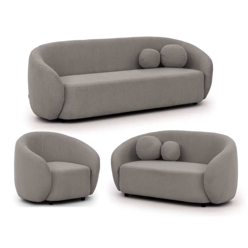 Roundi 3 - Piece Living Room Set, Grey