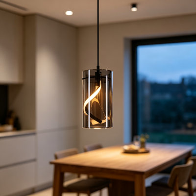 1 - Light Black LED Cylinder Pendant