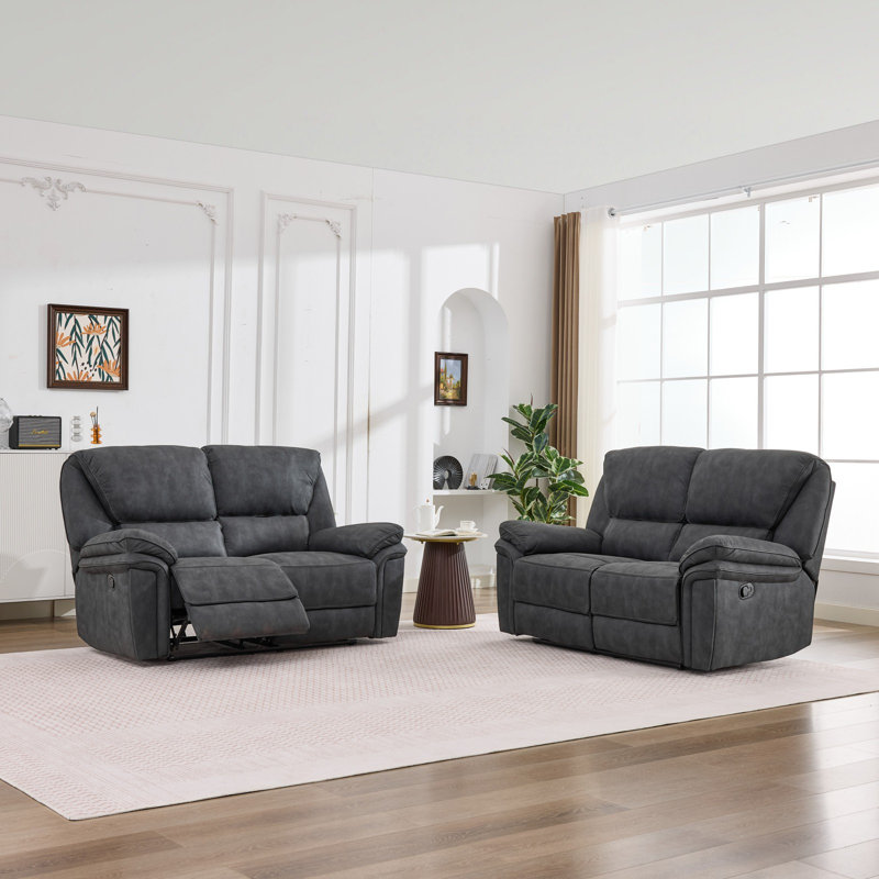 Fabric Reclining Sofa, 2+2 Seater, Dim Grey