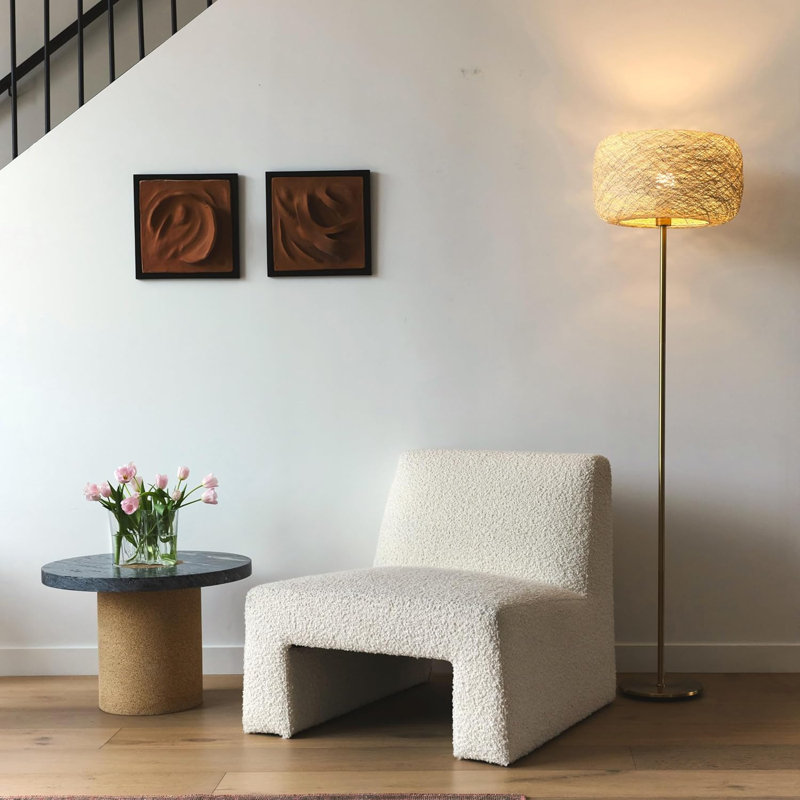 Modern Floor Lamp With Led Lighting – Elegant Thread Shade For Boho, Mid-Century, And Contemporary Décor – Smart Device Compatible Tall Standing Lamp For Living Rooms And Bedrooms