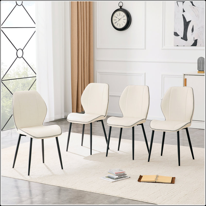 Chaise de salle à manger blanche en polyuréthane - ensemble de 4, Blanc