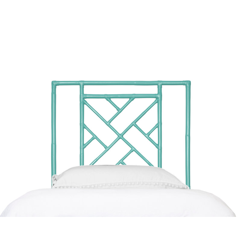 Cowden Geometric Rattan Headboard, Twin, Turquoise
