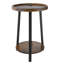 Table de bout, table d'appoint ronde à 2 niveaux avec tablettes de rangement ouvertes, table de chevet avec table de chevet moderne avec port de chargement USB et CA, bureau de canapé en bois pour salon, chambre à coucher, bureau, dortoir, brun