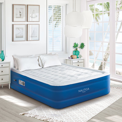 Nautica SupportAire Inflatable Air Mattress with Anti-Leak Built-in Pump, Puncture Resistant Vinyl