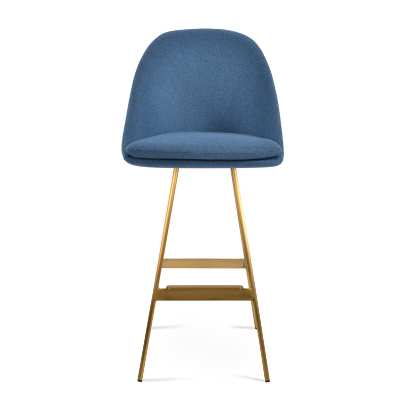 Tabouret Avanos Balat, Laiton, Petit tabouret (siège d'une hauteur de 23,5 po), Bleu pétrole W