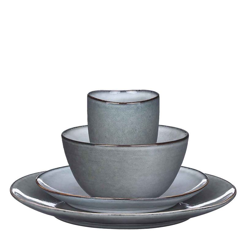 Cecy Piece Handmade Ceramic Dinnerware Set - Service for 4, Grey
