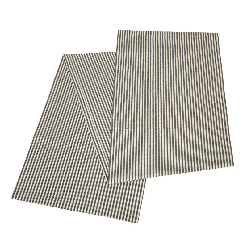 Lyndsay Stripes Cotton Table Runner, Black