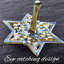 Ensemble de menorah et dreidel - candélabre en émail peint à la main avec étoile de David et Hanoukka et 2 quarts de dreidels tournants peints à la main par Matashi
