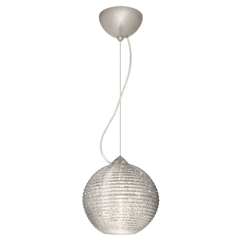 Luminaire sphère suspendu 1 lumières simple Kristall, Nickel satiné, Paillettes