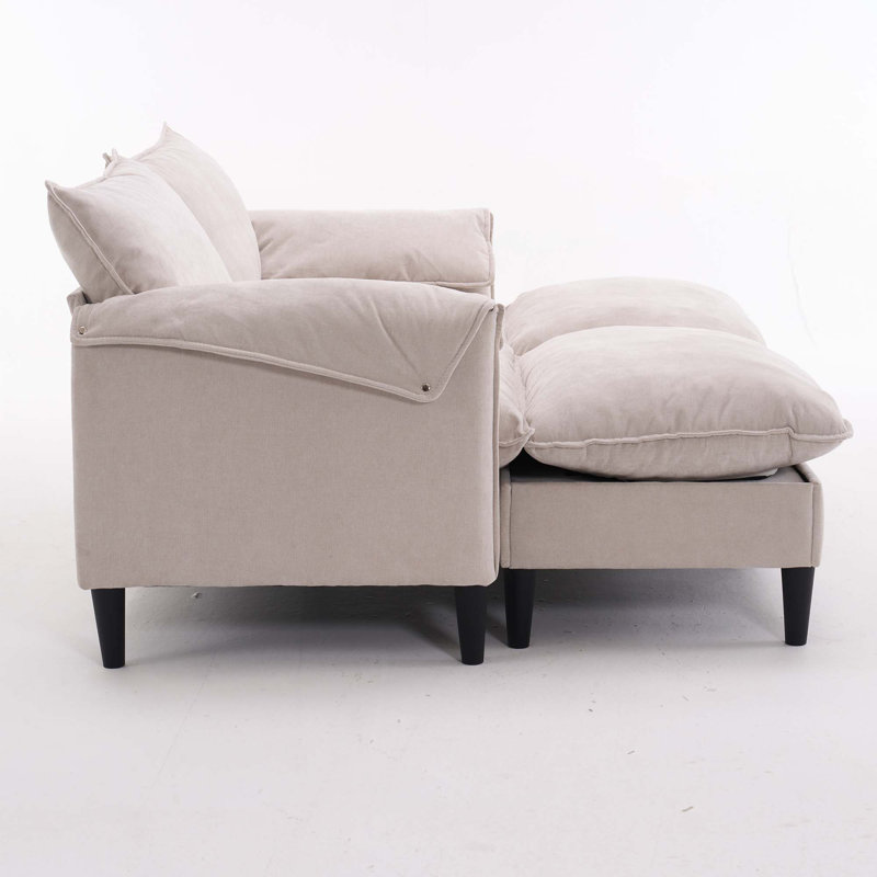 Canapé combiné 2 places avec repose-pieds, Beige