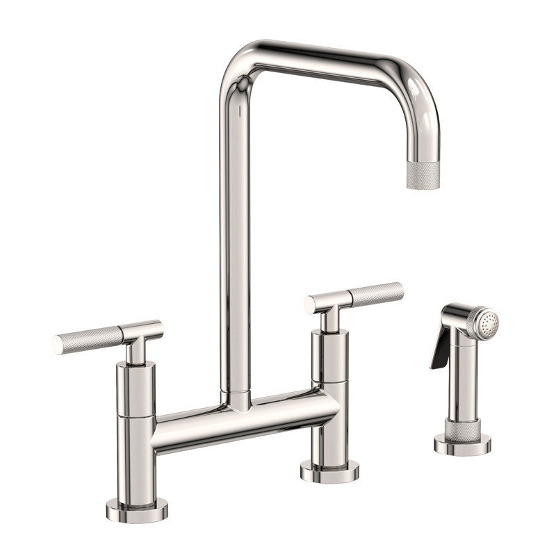Kitchen Bridge Faucet With Side Spray, Polished Nickel Natural