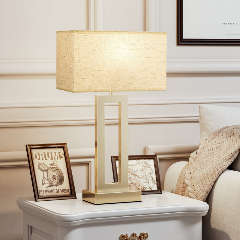 22'' Golden Modern Metal Table Lamp with Touch Control and USB A&C