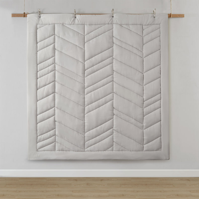 Remy Quilted Chevron Comforter Set, Gray, Twin/Twin XL + 1 Standard Sham