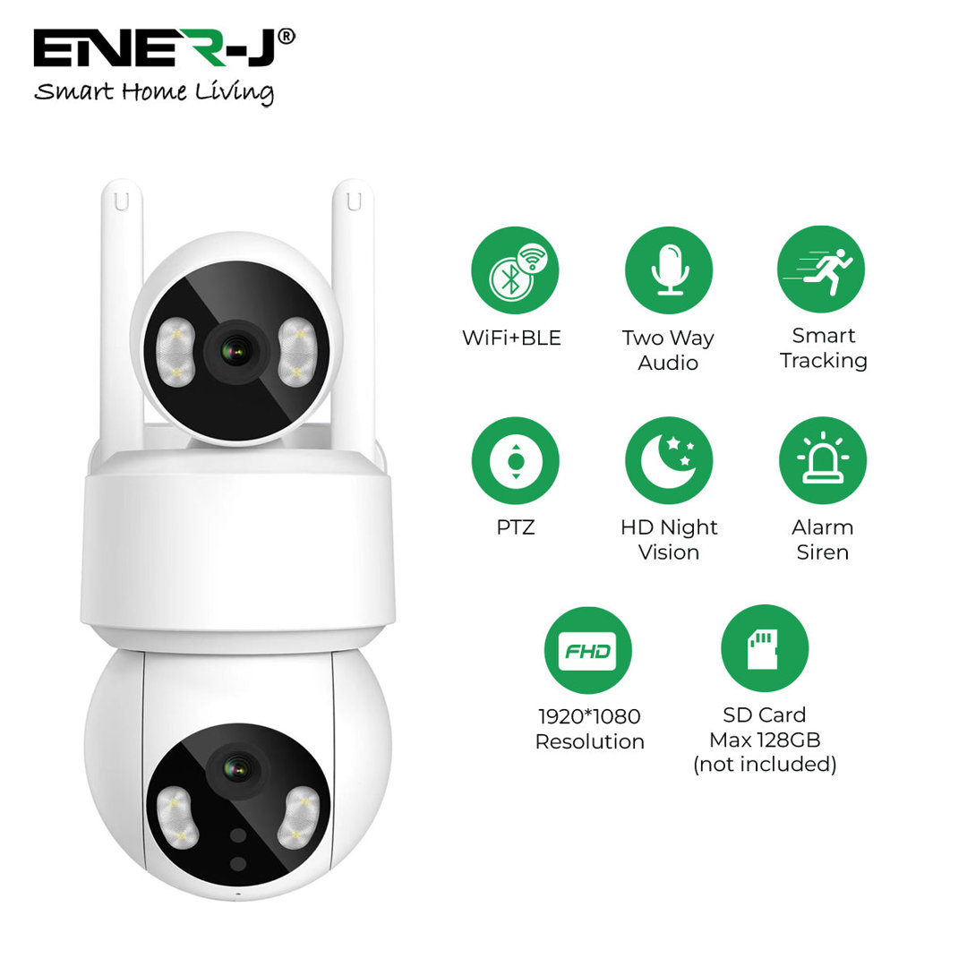 ENER-J Smart Wi-fi Dual Lens Outdoor Dome IP Camera - White Housing - 4MP HD - Night Vision - IP65 - Auto-Tracking - Human Detection - Two-Way Audio - Alexa/Google Compatible - Image 3