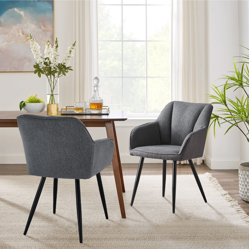 45.5cm H Upholstered Metal Armchair, Dark Grey