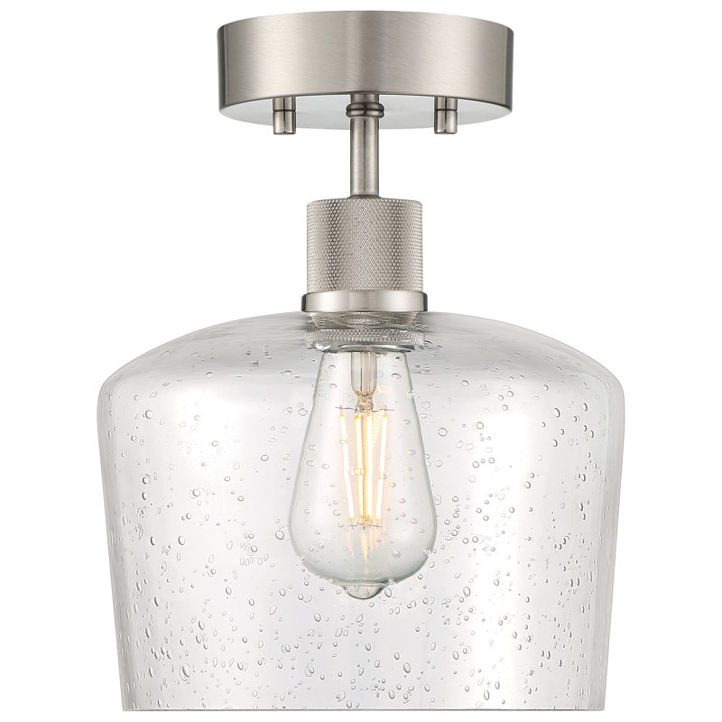 Southglenn Glass Semi Flush Mount, Brushed Steel