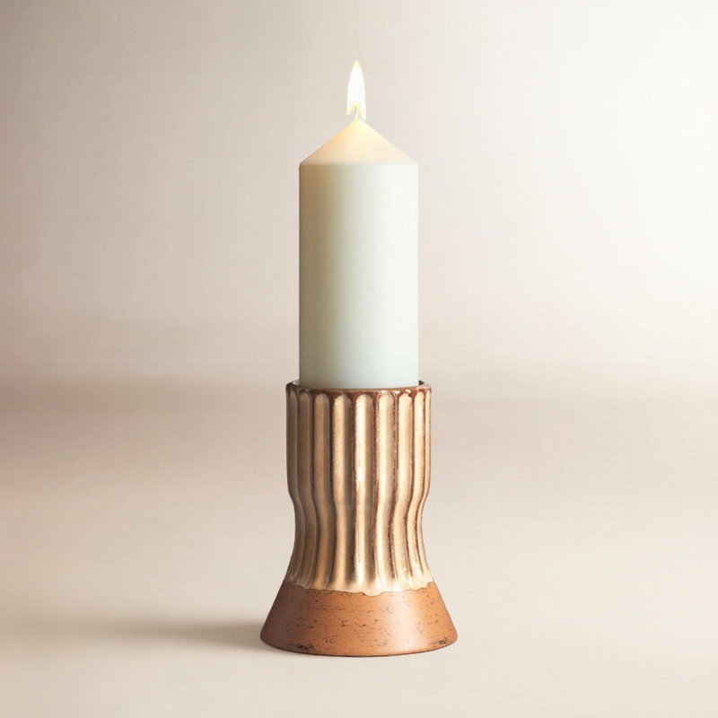 3.25'' H Concrete / Cement Tabletop Candlestick, Brown