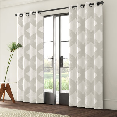 Bentley Ogee Knitted Jacquard Geometric Total Blackout Single Curtain Panel
