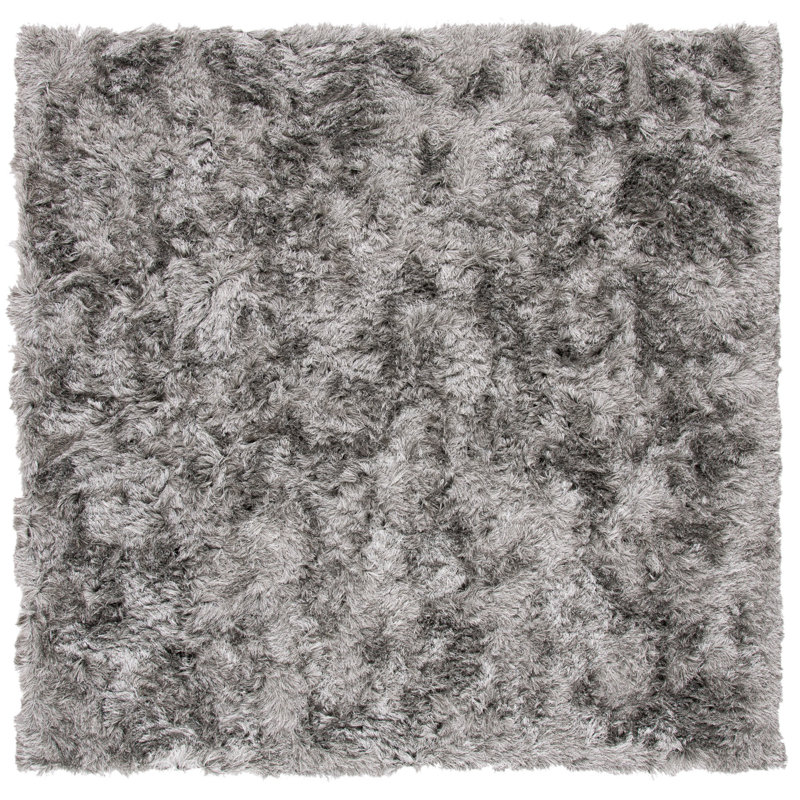 Cimah Shag Hand Tufted Performance Solid Color Rug, Square 5'