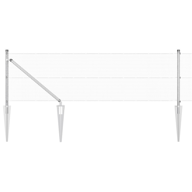 Vidaxl Welded Wire Fence With 7 Spike Posts Steel, Silver, 60cm H x 1000cm W