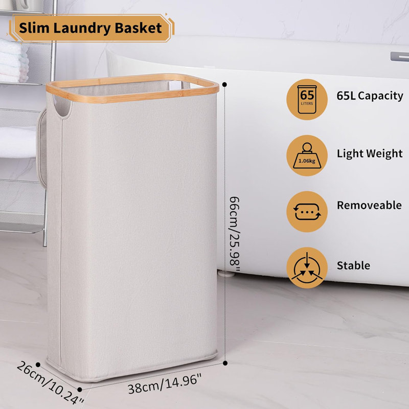 Laundry Basket, Light Grey