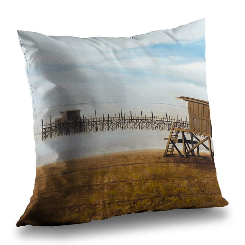 Landscapes Blue Poly Twill Throw - Lifeguard Tower – Throw Pillow Cover Only, Double-Sided Print, Insert Not Included