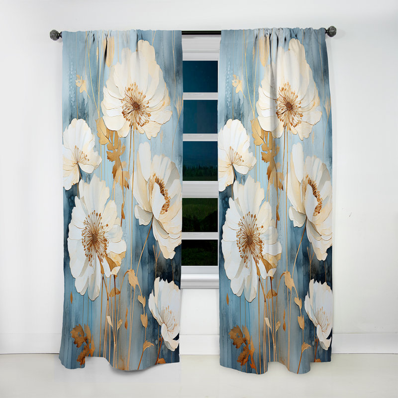 Eljah Vivid Ranunculus Hues I - Traditional Velvet Curtain - Room Darkening - 1 panel, 52" W x 108" L