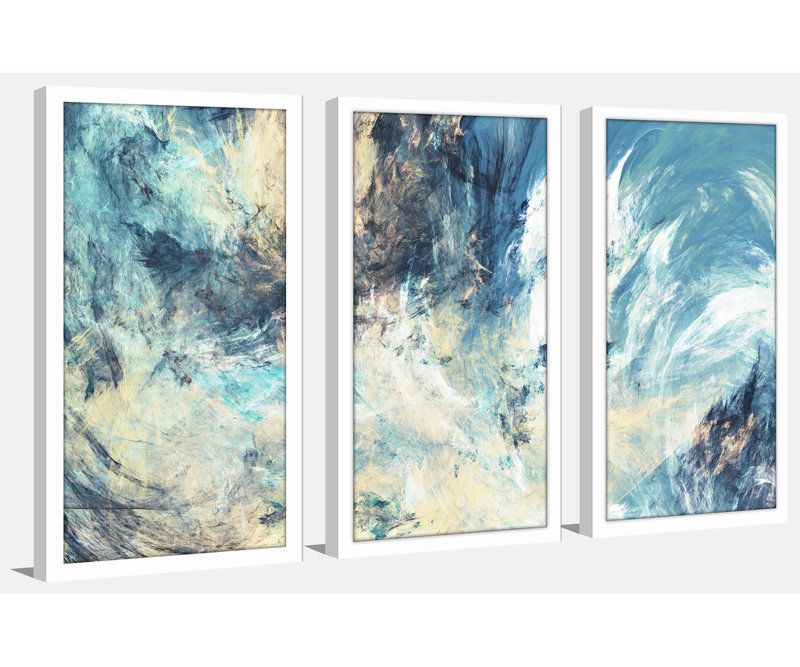 «Feeling Blue» - ensemble de 3 reproductions d'art encadrées, H 25,5 po x l 40,5 po x P 1 po