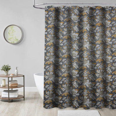 Rideau de douche Botanical Block Fait à la main par | Décoration de salle de bain calme, feuille de papaye, gris