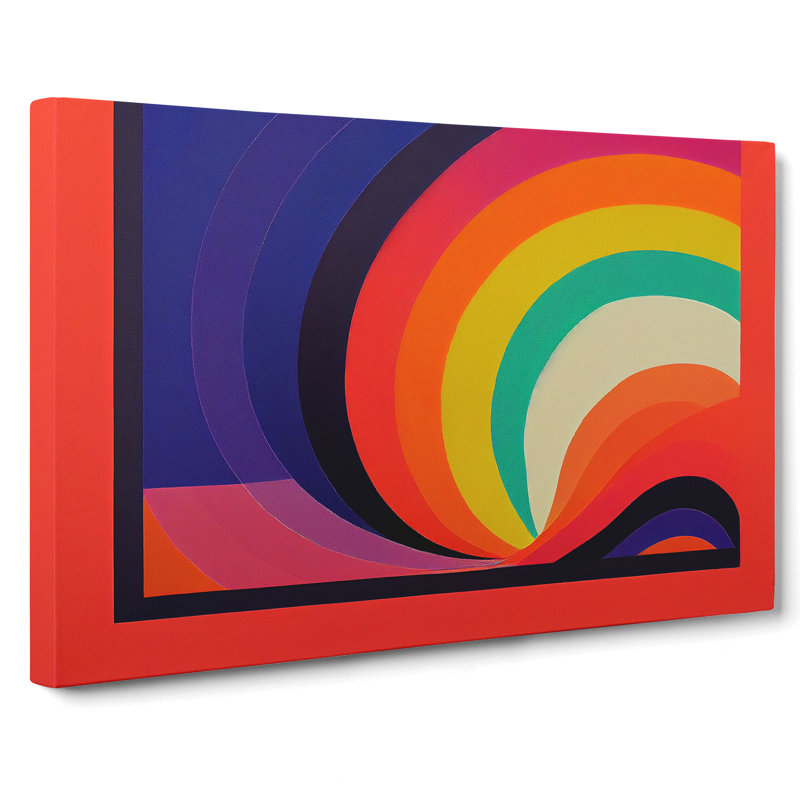 Rainbow Block Print Abstract - Wrapped Canvas, 50cm H x 76cm W x 3cm D