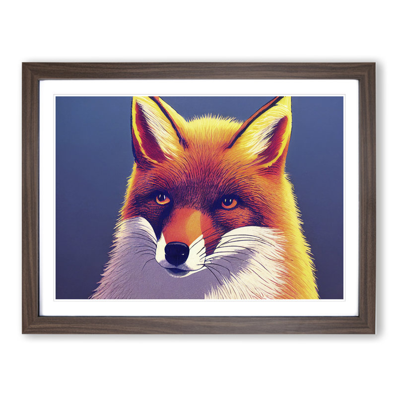 A Glowing Fox - Single Picture Frame Print, Walnut Framed, 46cm H x 64cm W x 2cm D