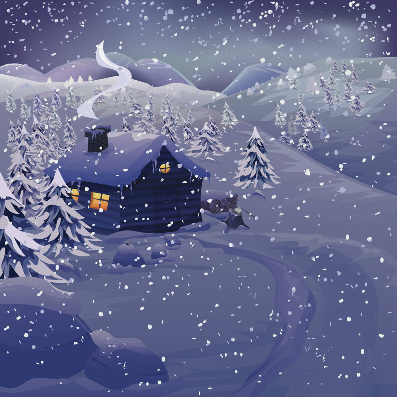 «Winter Night Landscape» par Mythja, impression sur toile tendue, L 36 po x H 36 po