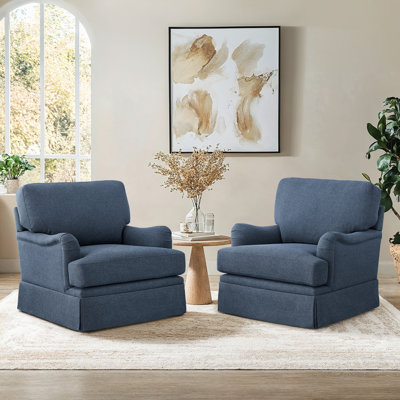 32.7'' Skirted Swivel Accent Arm Chair For Living Room, Bedroom  (Set of 2)