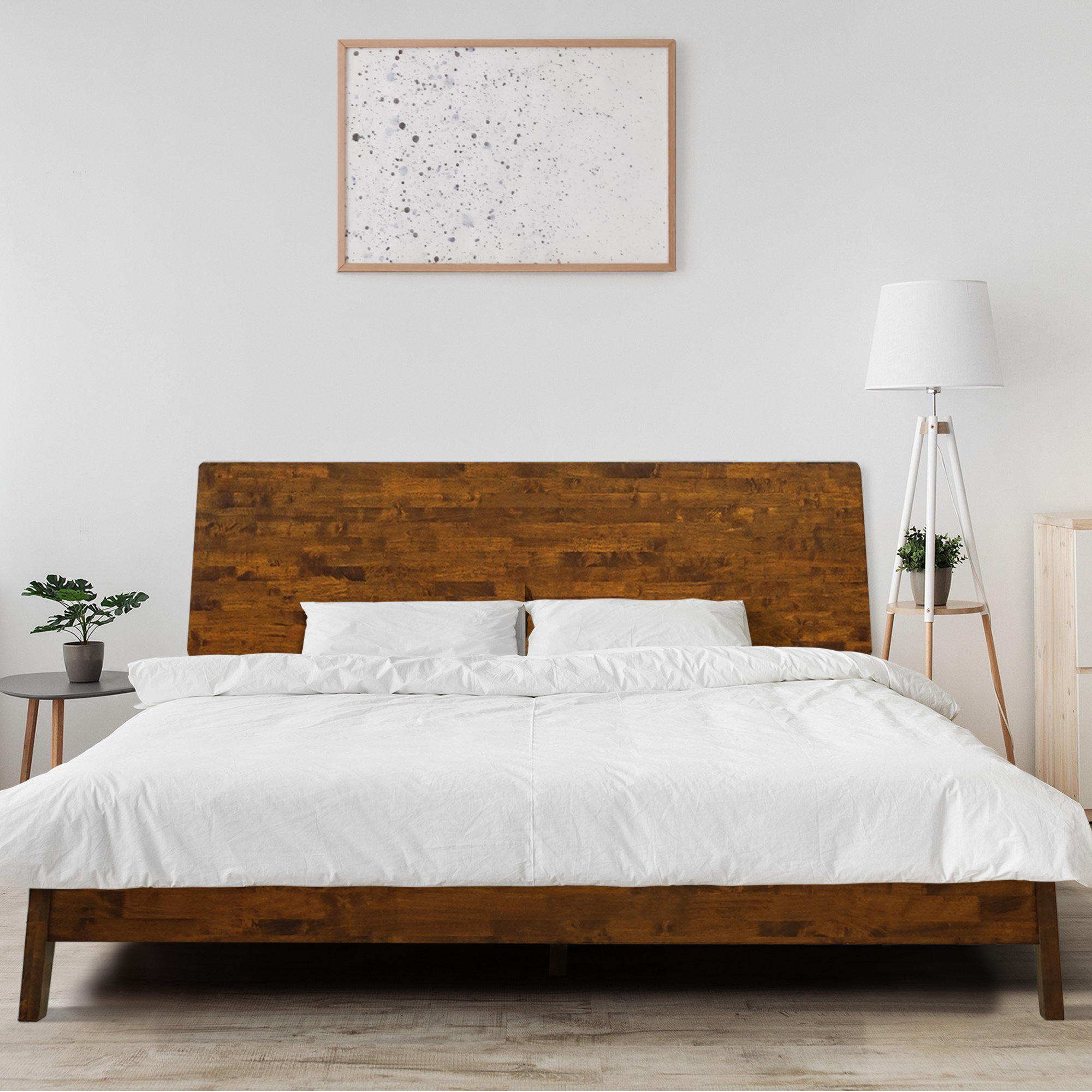 Millwood Pines Divi Solid Wood Bed Frame with Headboard, Scandinavian